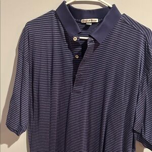 Peter Millar Blue and White Striped Polo Shirt